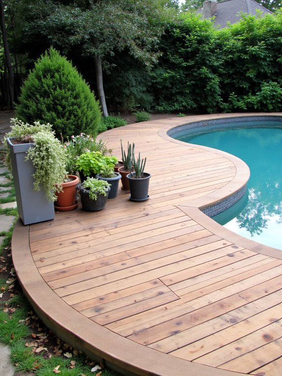 19 Chic Semi Inground Pool Deck Ideas for Easy Outdoor Living eco friendly pool deck materials