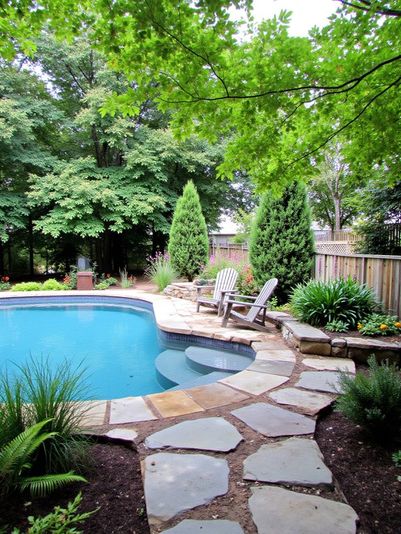 21 Elegant Half Inground Pool Ideas for a Polished Look elegant integrated pool landscaping