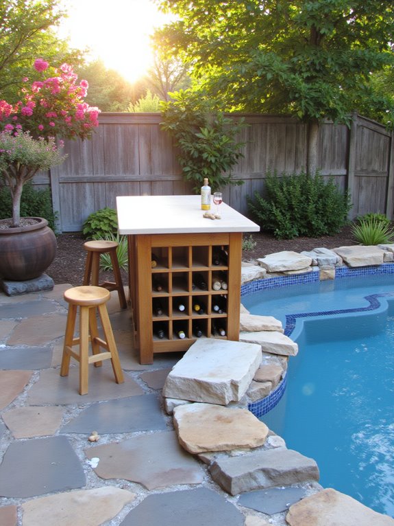 24 Fun Semi Inground Pool Ideas With a Built In Bar for Hosting elegant poolside wine bar