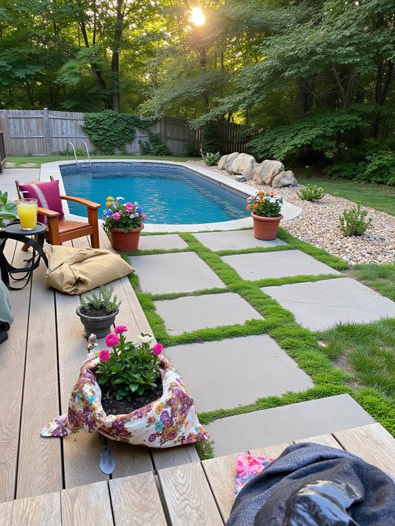 25 Beautiful Backyard Semi Inground Pool Designs You Will Love enhance pool area beautifully