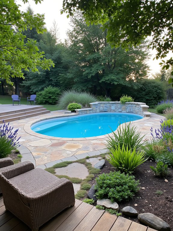 20 Inspiring Semi Inground Pool Landscaping Ideas for a Natural Feel enhanced aesthetics and functionality