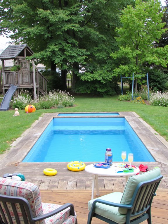 21 Timeless Recessed Pool Ideas for a Seamless Yard Design family friendly pool features