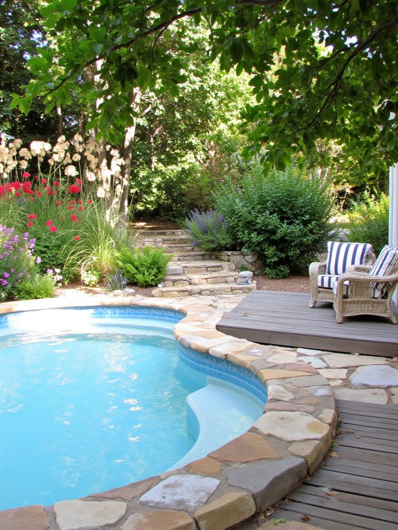 23 Unique Round Semi Inground Pool Ideas for a Softer Look harmonious pool area design