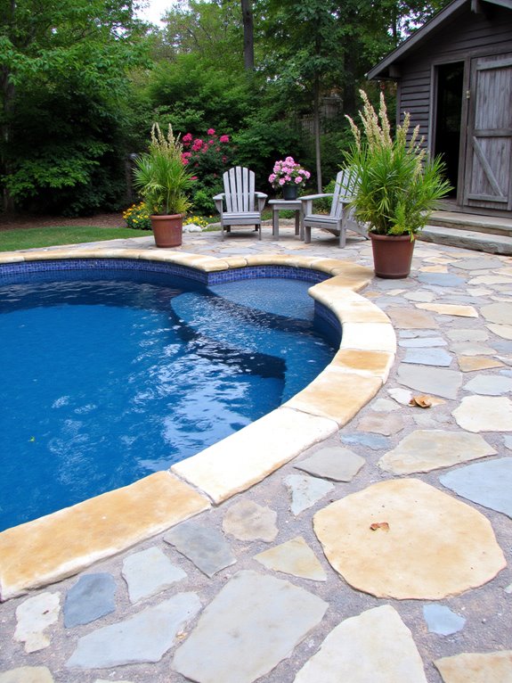 21 Elegant Half Inground Pool Ideas for a Polished Look harmonious pool patio design