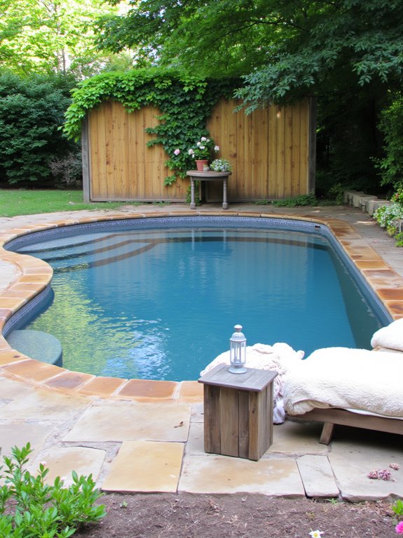24 Dreamy Semi Inground Pool Backyard Ideas That Feel Like a Retreat intimate poolside romantic escape