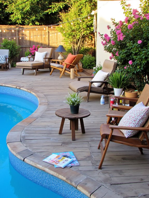 25 Creative Semi Inground Pool Installation Ideas to Plan Ahead inviting poolside seating areas