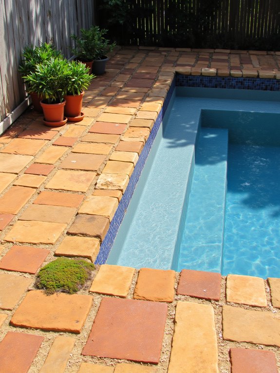 25 Cozy Semi Inground Pool Ideas With Pavers for Warm Texture low maintenance durable paver design