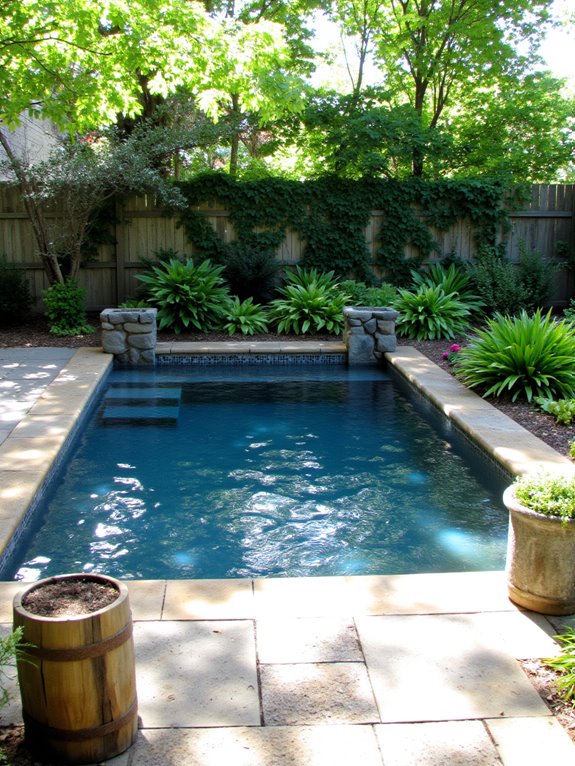 21 Elegant Half Inground Pool Ideas for a Polished Look lush tropical pool landscaping