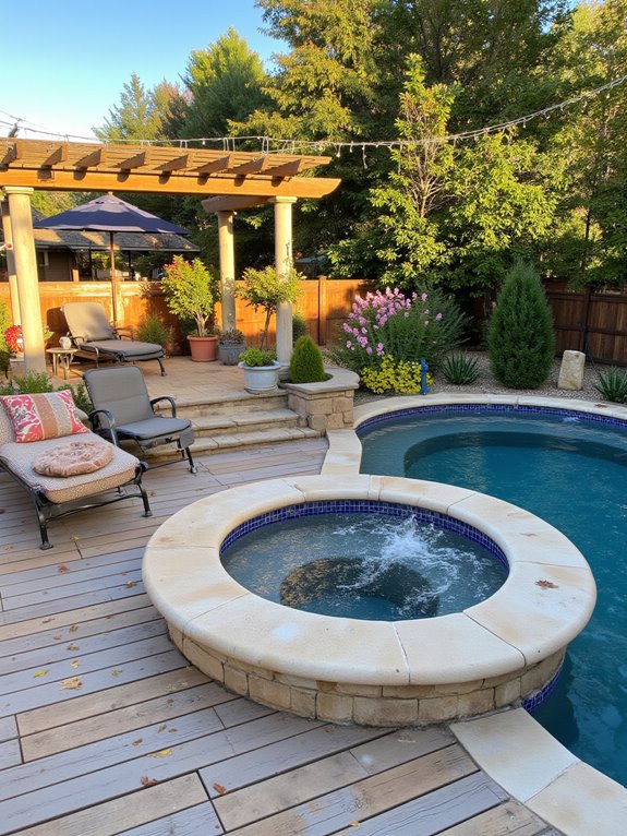 24 Dreamy Semi Inground Pool Backyard Ideas That Feel Like a Retreat luxurious poolside spa retreat