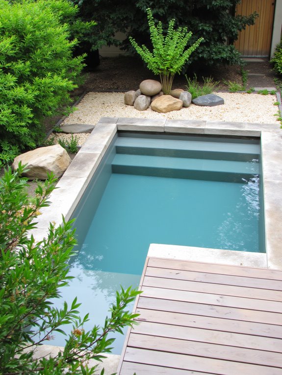 24 Dreamy Semi Inground Pool Backyard Ideas That Feel Like a Retreat minimalist tranquil pool retreat