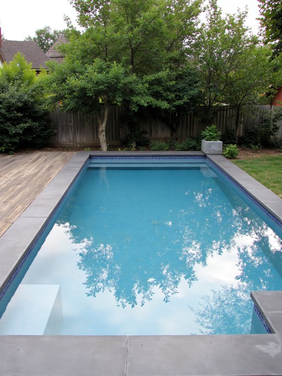23 Creative Semi Inground Pool Landscaping Ideas That Feel Intentional modern poolside tile design
