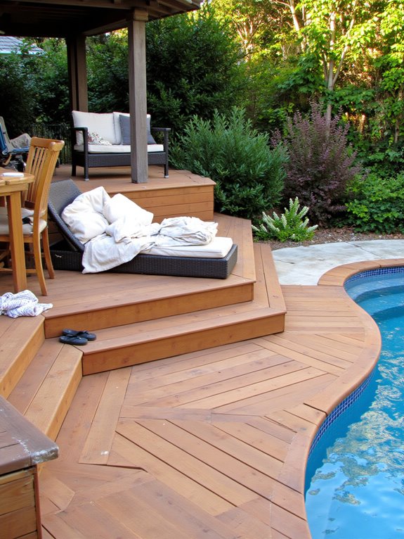 19 Chic Semi Inground Pool Deck Ideas for Easy Outdoor Living multi level deck design benefits