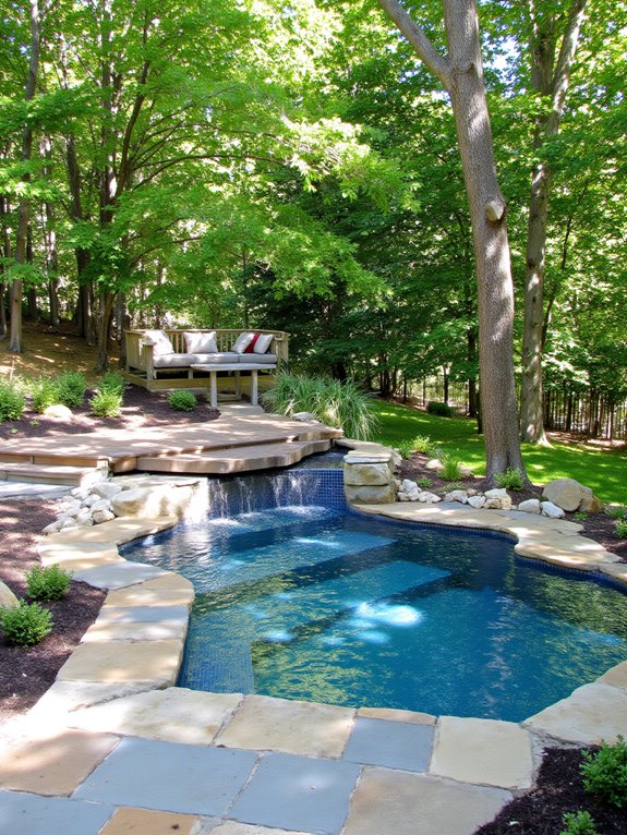 21 Timeless Recessed Pool Ideas for a Seamless Yard Design multi level pool design elegance