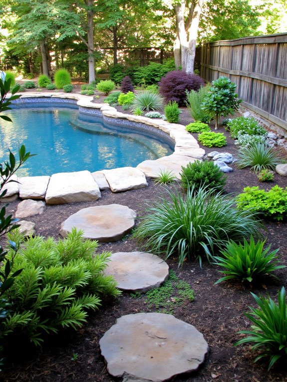 20 Inspiring Semi Inground Pool Landscaping Ideas for a Natural Feel native plants for beauty