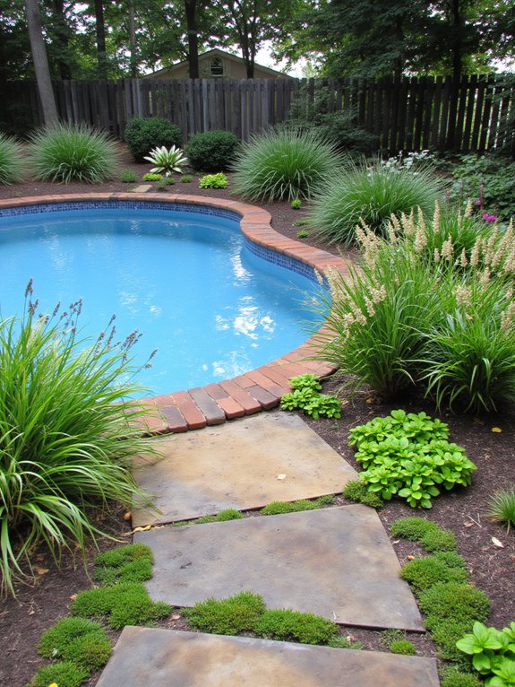 19 Beautiful Inground Pool Landscaping Ideas That Feel Complete native plants low maintenance