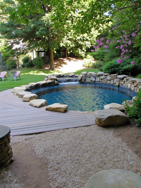 23 Unique Round Semi Inground Pool Ideas for a Softer Look natural inviting safe design