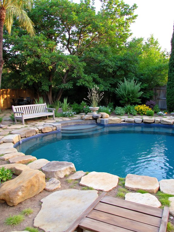 25 Cozy Semi Inground Pool Ideas With Pavers for Warm Texture natural stone paver aesthetics