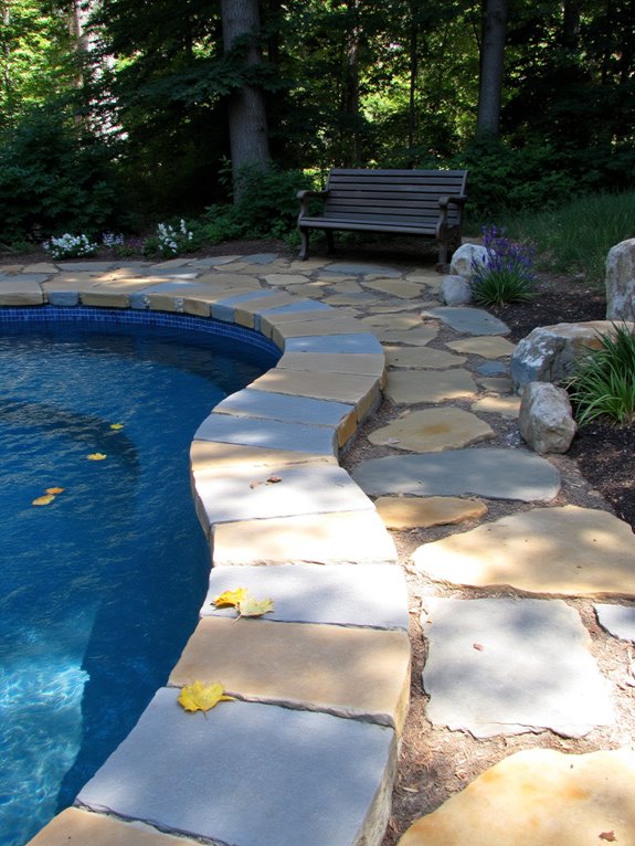 25 Beautiful Backyard Semi Inground Pool Designs You Will Love natural stone pool surrounds