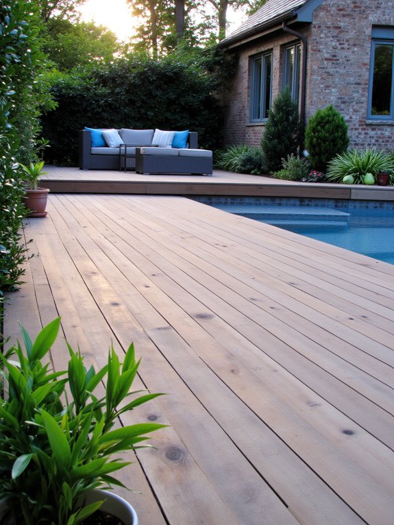 24 Stylish Semi Inground Pool Deck Ideas for Entertaining natural wood deck charm