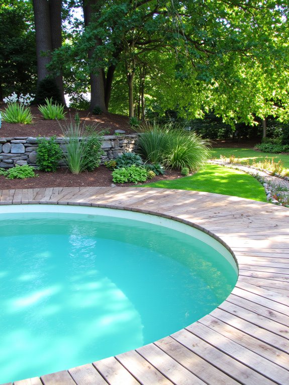 19 Simple Oval Semi Inground Pool Ideas That Feel Balanced nature inspired color palette