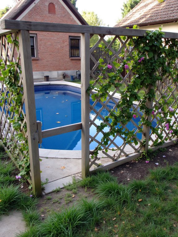 23 Stylish Semi Inground Pool Fence Ideas That Feel Light nature inspired pool privacy