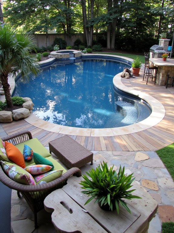 18 Inviting Sunken Above Ground Pool Ideas That Blend In outdoor pool entertainment design