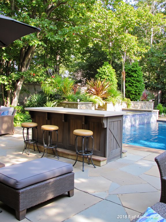 19 Beautiful Inground Pool Landscaping Ideas That Feel Complete poolside bar for entertaining