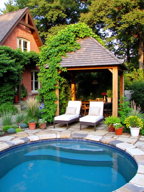 24 Dreamy Semi Inground Pool Backyard Ideas That Feel Like a Retreat poolside gazebo for relaxation