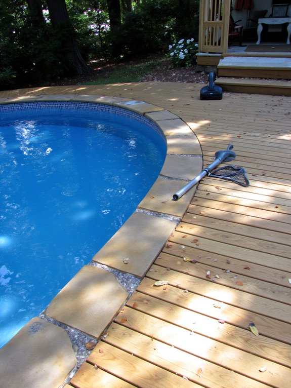 22 Stunning Semi Inground Pool Ideas That Transform Your Backyard pristine semi inground pool maintenance