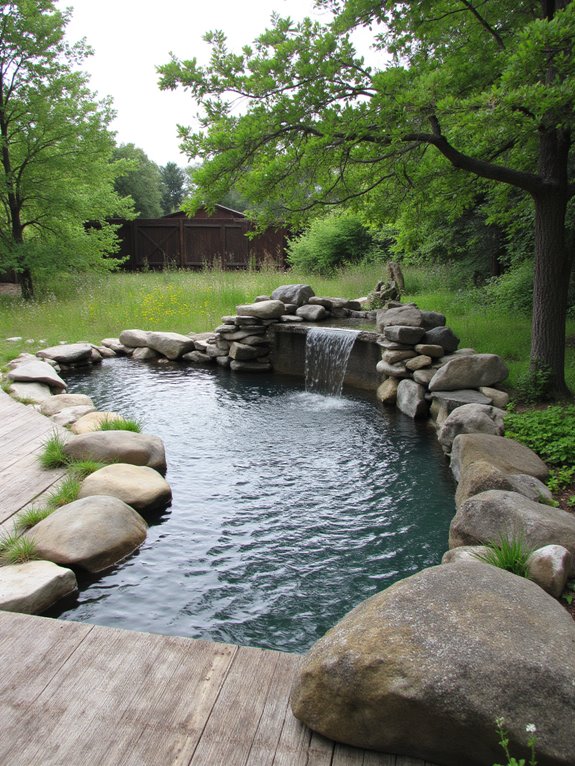 21 Gorgeous Semi Inground Pool Designs That Elevate Any Yard rustic naturalistic pool design
