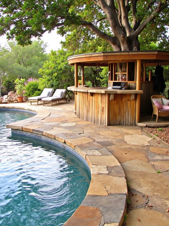 24 Fun Semi Inground Pool Ideas With a Built In Bar for Hosting rustic semi inground pool retreat