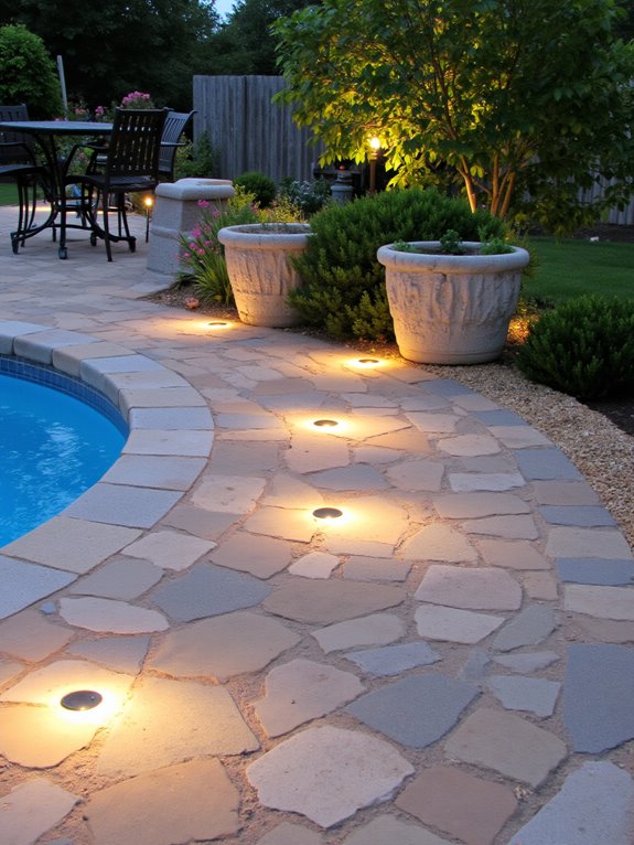 25 Smart Backyard Pool Ideas With a Paver Deck That Last safety and ambiance lighting