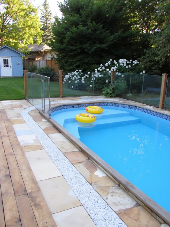 25 Beautiful Backyard Semi Inground Pool Designs You Will Love safety features for pools
