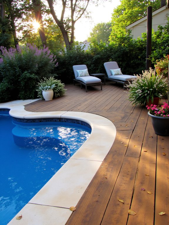 20 Modern Half Inground Pool Ideas With a Deck That Feel Built In seamless pool and decking