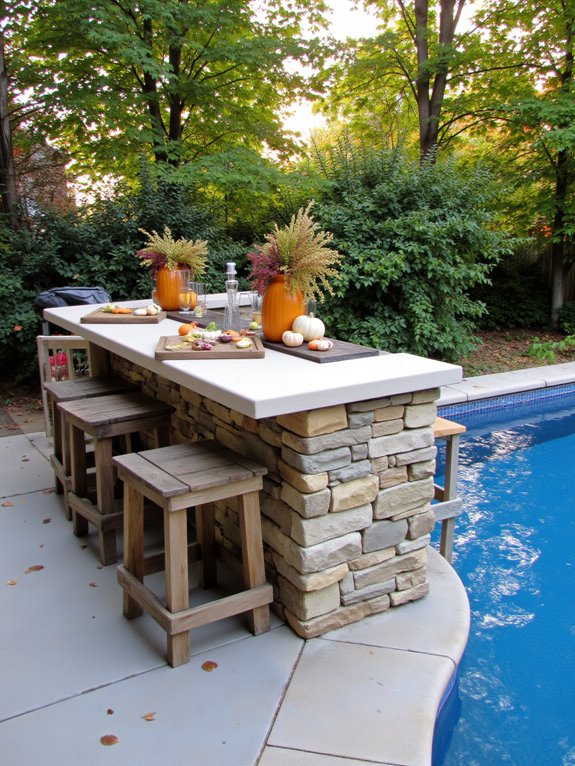 24 Fun Semi Inground Pool Ideas With a Built In Bar for Hosting seasonal pool bar transformation