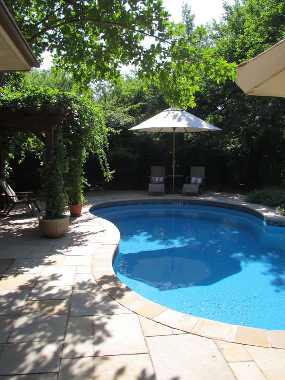 25 Smart Backyard Pool Ideas With a Paver Deck That Last shade structures enhance poolside