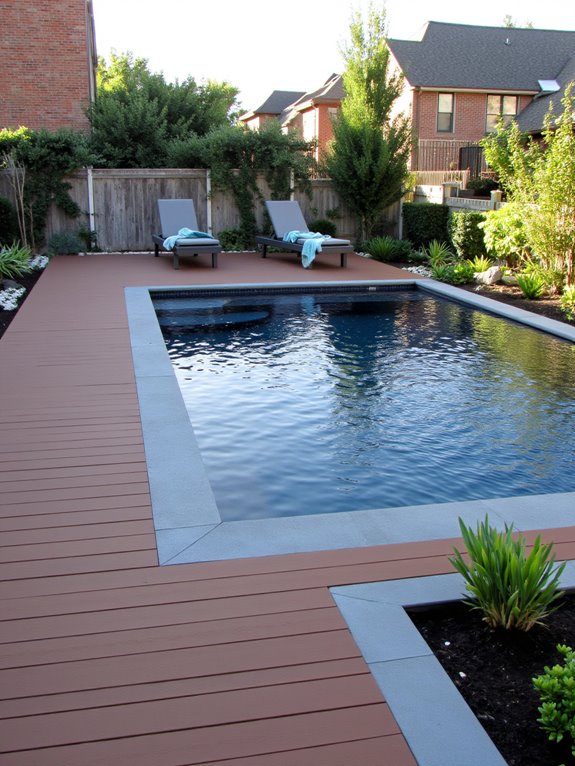 20 Modern Half Inground Pool Ideas With a Deck That Feel Built In sleek low maintenance composite decking