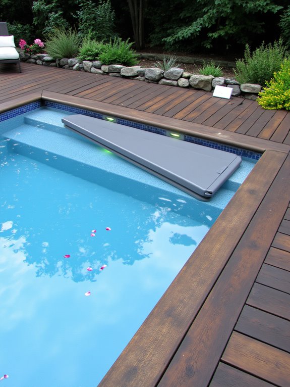 24 Polished Rectangle Semi Inground Pool Ideas for Clean Lines smart technology enhances pool experience