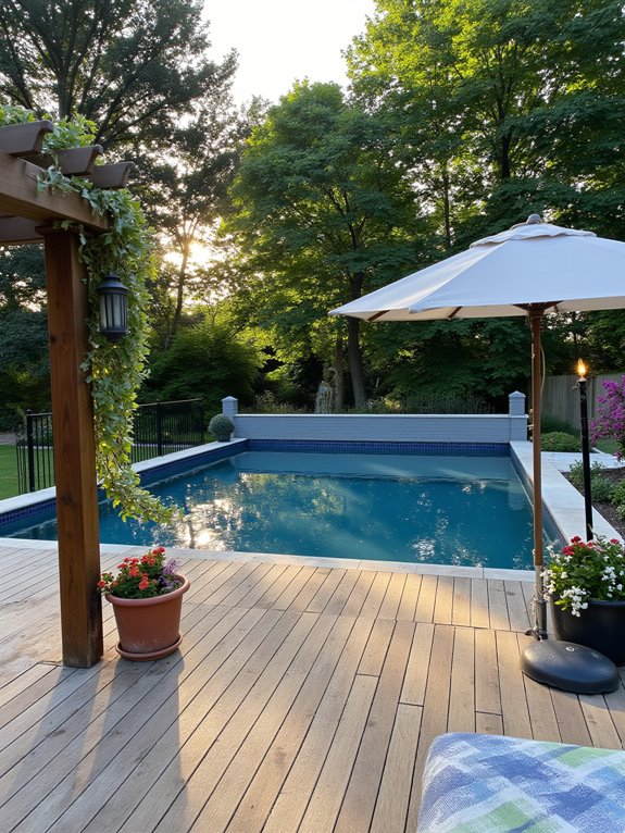 20 Modern Half Inground Pool Ideas With a Deck That Feel Built In stylish shade solutions for pools