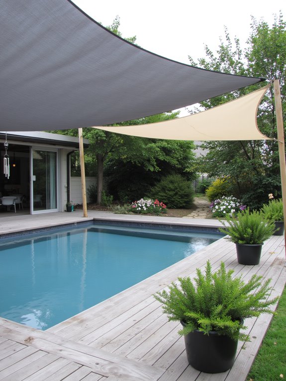 21 Elegant Half Inground Pool Ideas for a Polished Look stylish shade solutions poolside
