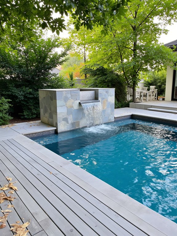 24 Polished Rectangle Semi Inground Pool Ideas for Clean Lines stylish water features elevate elegance