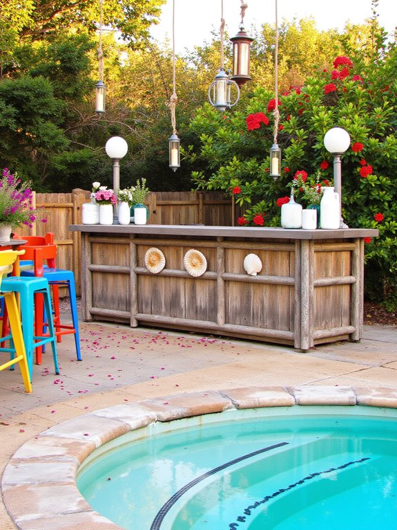 24 Fun Semi Inground Pool Ideas With a Built In Bar for Hosting themed poolside bar gatherings