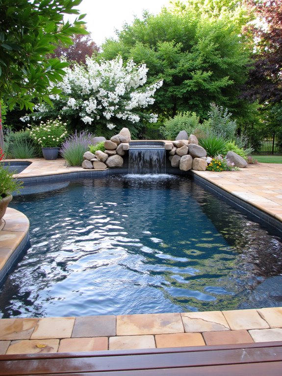 25 Cozy Semi Inground Pool Ideas With Pavers for Warm Texture tranquil water features enhance