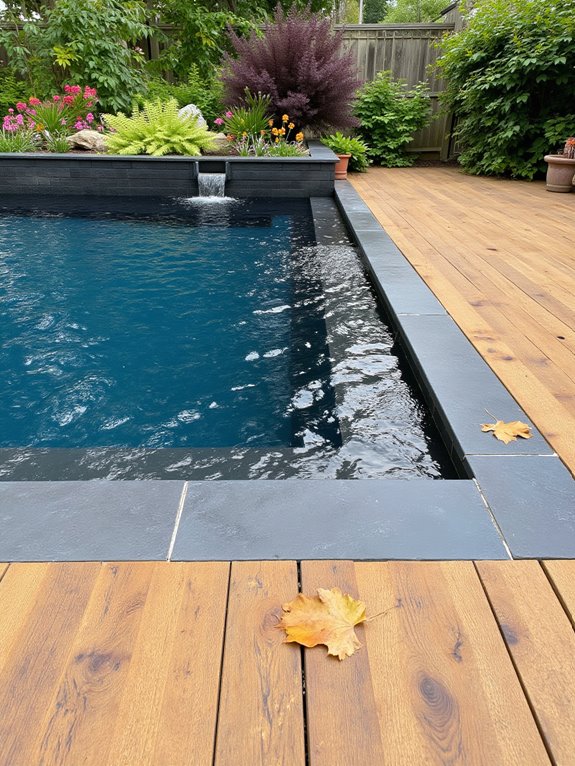 21 Timeless Recessed Pool Ideas for a Seamless Yard Design unique decking material combinations
