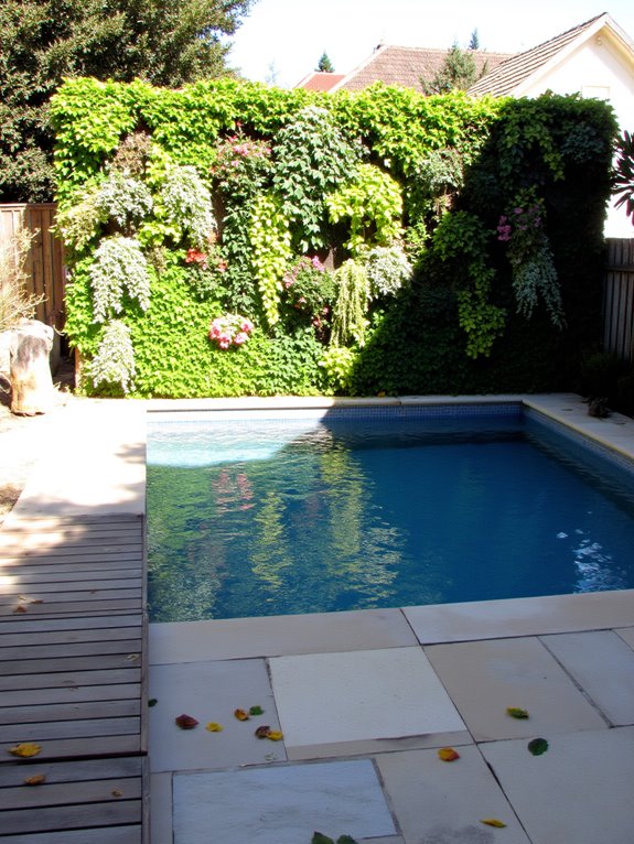 20 Inspiring Semi Inground Pool Landscaping Ideas for a Natural Feel vertical gardening by pool