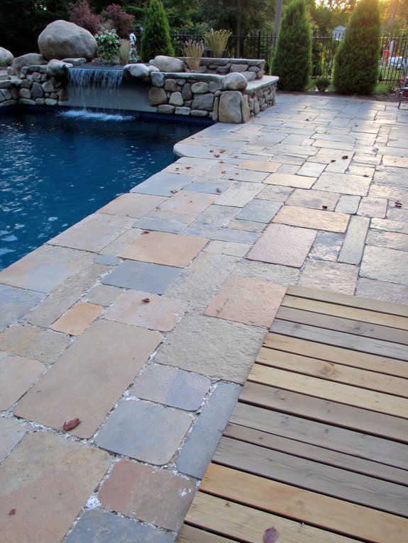 25 Smart Backyard Pool Ideas With a Paver Deck That Last water features enhance tranquility