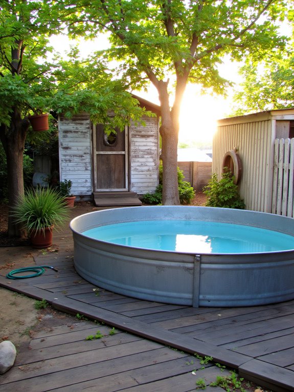 18 Rustic Stock Tank Pool Ideas With Warm Outdoor Charm affordable rustic backyard oasis