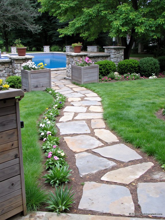 20 Stylish Backyard Inground Pool Landscaping Ideas For Instant Charm attractive poolside pathways design