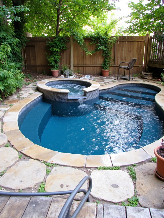 18 Unique Small Inground Pool Ideas For Compact Backyards backyard oasis with hot tub