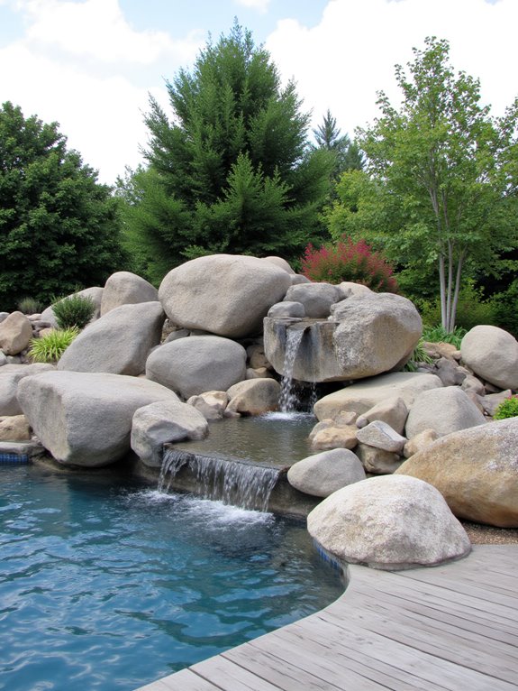 19 Inspiring Inground Pool Landscaping Ideas With Rock Waterfalls bold boulders enhance landscapes